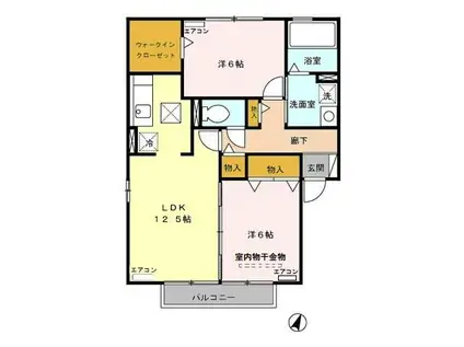 フレシールA棟(2LDK/2階)の間取り写真