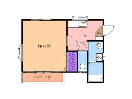 ブルーハイツ2(1K/2階)の間取り写真