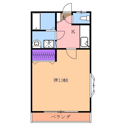 ブルーハイツ3(1K/1階)の間取り写真