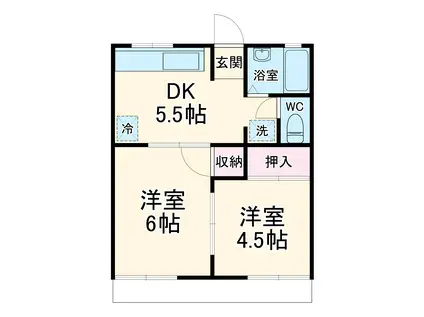 グリーンハイツB(2DK/1階)の間取り写真