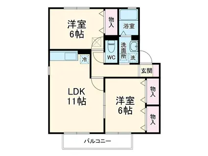 エクセル・スウィート Ⅱ(2LDK/2階)の間取り写真