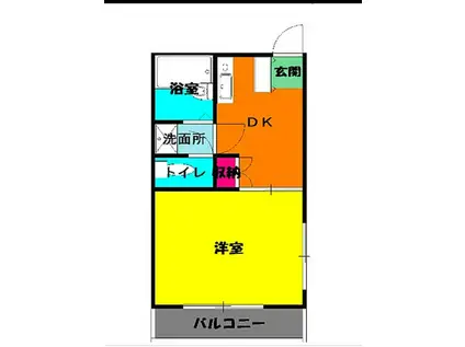 作草部コーポ(1DK/5階)の間取り写真