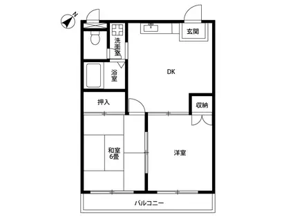 プリメールマンション(2DK/2階)の間取り写真