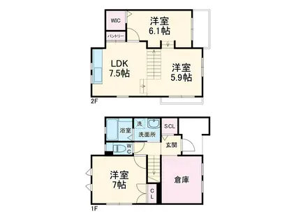 リーブル ステイルB(3LDK/1階)の間取り写真