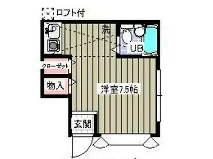 ローズアパートQ54 D棟(ワンルーム/1階)の間取り写真