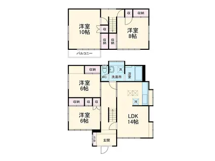 京成電鉄本線 志津駅 徒歩4分 2階建 築43年(4LDK)の間取り写真