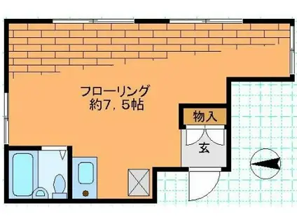 メゾン弥生(ワンルーム/2階)の間取り写真