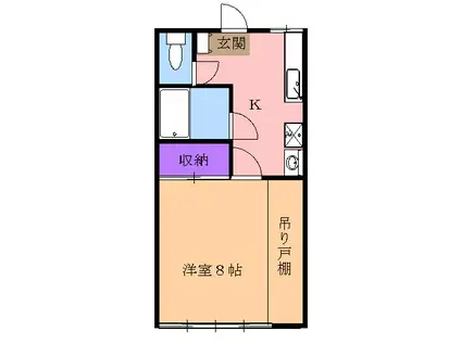 ハイツリベラールⅠ(1K/1階)の間取り写真