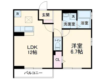 アウラ西船(1LDK/3階)の間取り写真