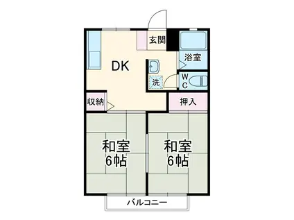 サンシティ寺部B(2DK/2階)の間取り写真