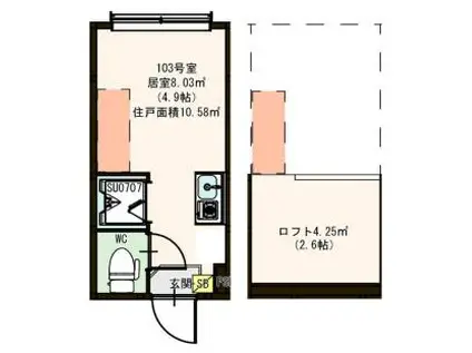 ハーモニーテラス町屋Ⅴ(ワンルーム/1階)の間取り写真