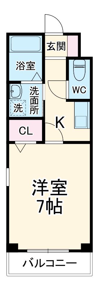 あかつき苑ハイツ2(1K/2階)の間取り写真
