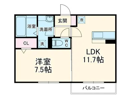 ソレイユアンサンブル(1LDK/1階)の間取り写真
