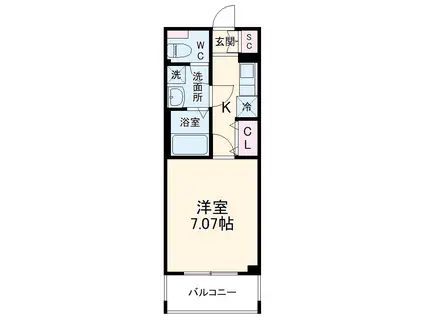 HF草加レジデンス (1K/2階)の間取り写真