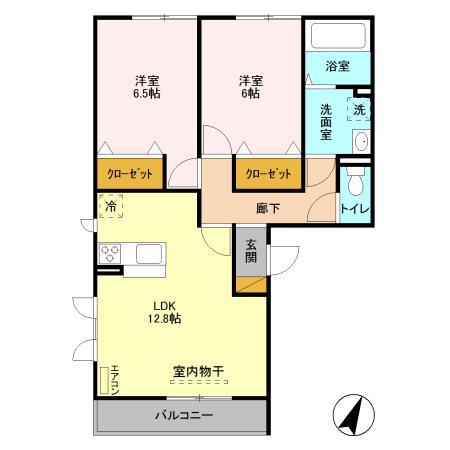 BRANCHE HILL(2LDK/2階)の間取り写真