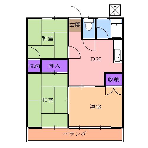 サンハイツ西川田(3DK/1階)の間取り写真