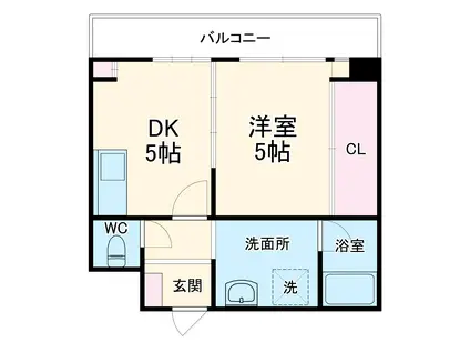 サンライトヒル(1DK/2階)の間取り写真