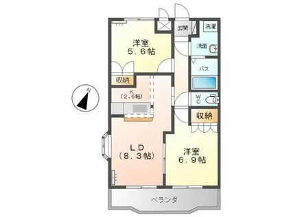CLAIRE WIND(2LDK/2階)の間取り写真