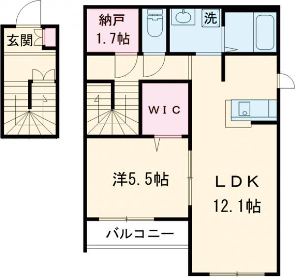 GRANDIR(1SLDK/2階)の間取り写真