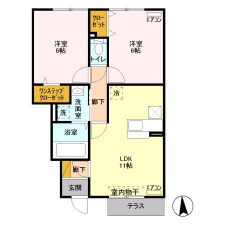 クリスタルコート(2LDK/1階)の間取り写真