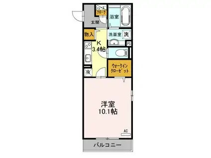 オーキッド・HILL(1K/2階)の間取り写真