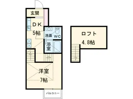 グランリュクス(1K/1階)の間取り写真