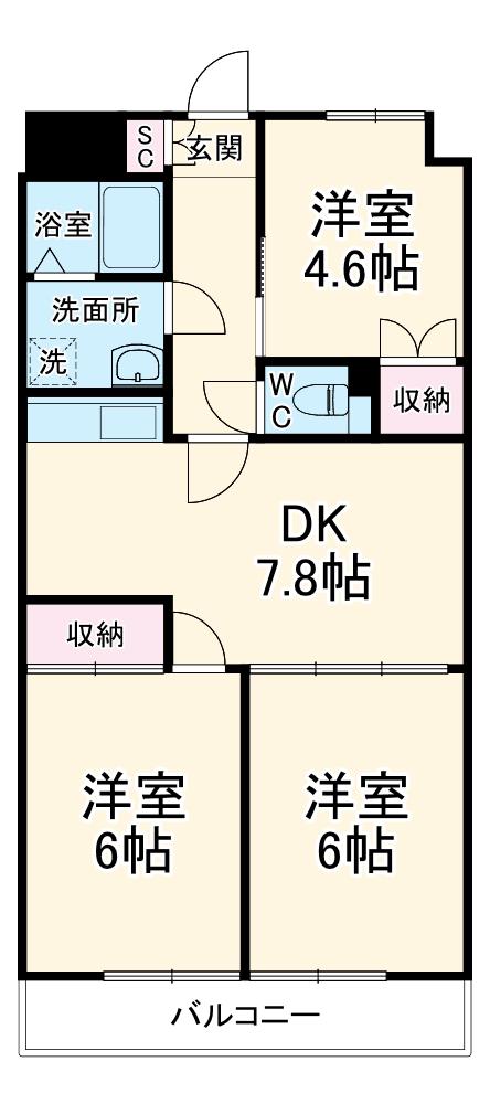 小島マンション(3DK/5階)の間取り写真