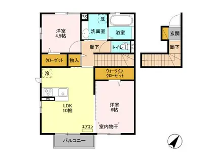 レジデンスヒルトップ8(2LDK/2階)の間取り写真