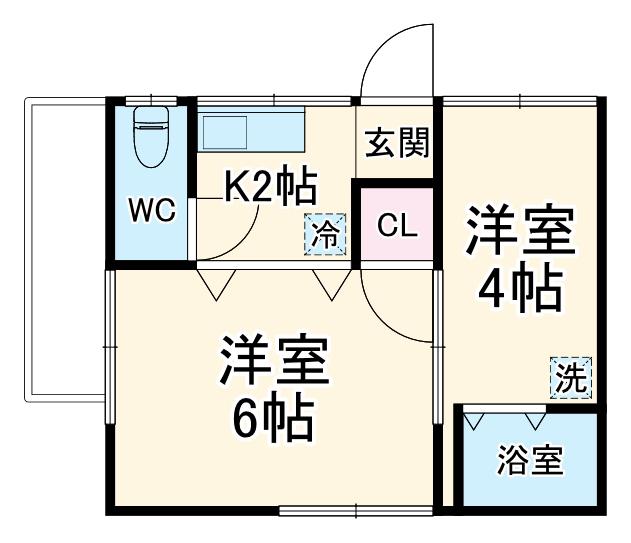 荒井荘(2K/1階)の間取り写真