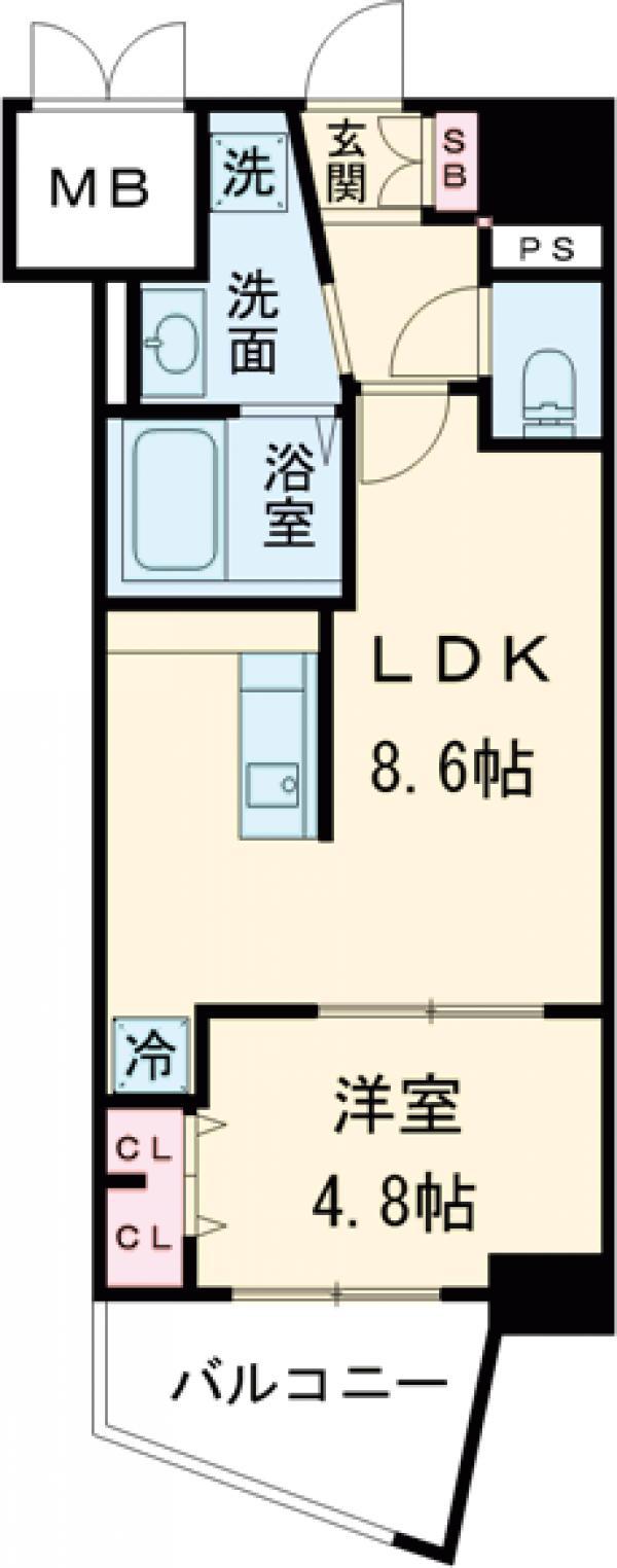 エスペランサ大橋Ⅱ(1LDK/7階)の間取り写真