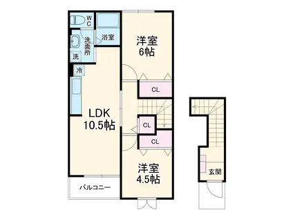 ヴィラ・ファミーユ(2LDK/2階)の間取り写真