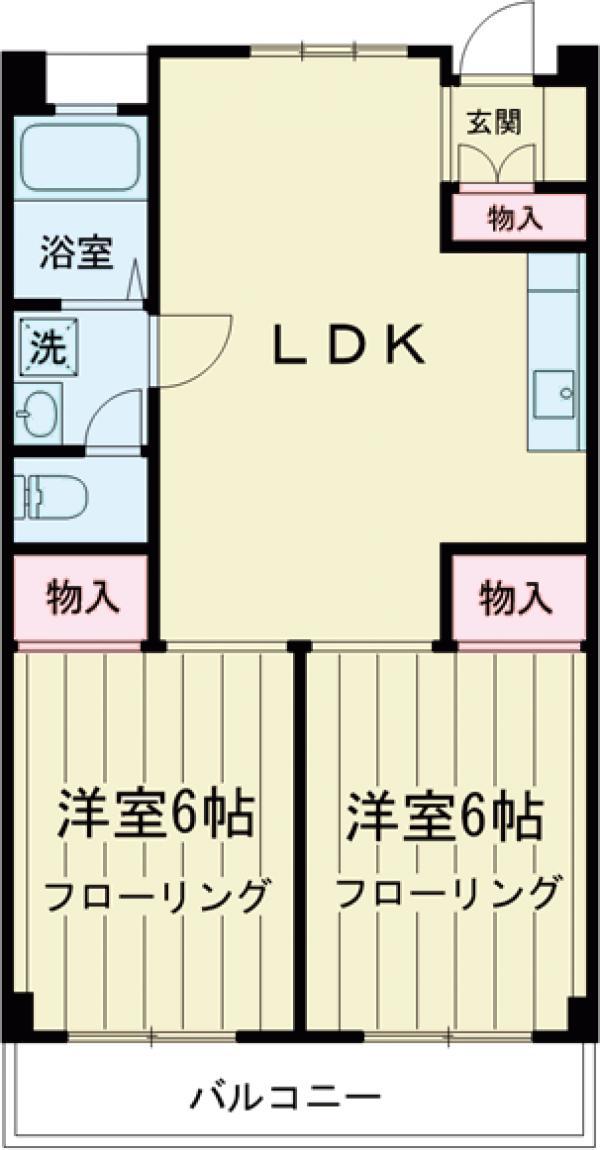 藤栄マンション(2LDK/4階)の間取り写真