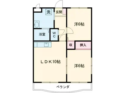 ガーディン師岡(2LDK/2階)の間取り写真