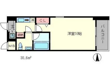 クリスタルグランツ京都高辻(1K/8階)の間取り写真