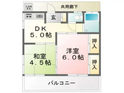 千脇アパート(2DK/2階)の間取り写真