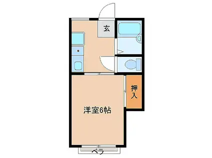 アミューズ吉野B(1K/1階)の間取り写真