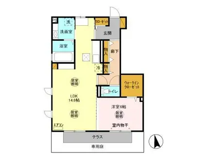 リヴィールソワ2(1LDK/1階)の間取り写真