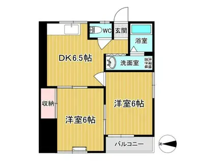 ルナコートⅡ(2DK/2階)の間取り写真