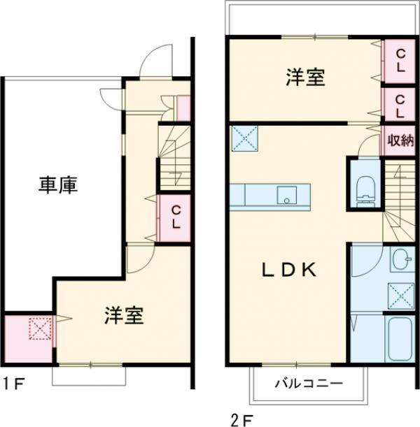 浅川原ベース(2LDK/1階)の間取り写真