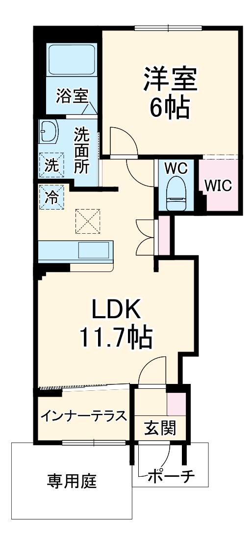 NEXUSⅡ(1LDK/1階)の間取り写真