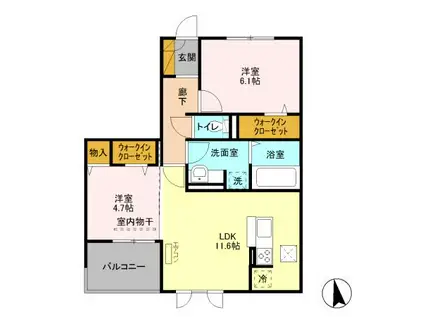 リシェスⅠ(2LDK/2階)の間取り写真