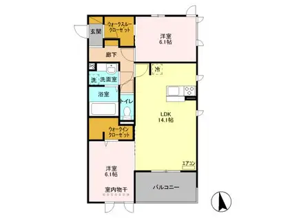 リシェスⅠ(2LDK/3階)の間取り写真