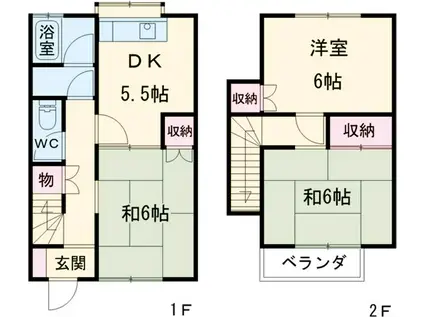 日比野ハイツB(3DK)の間取り写真