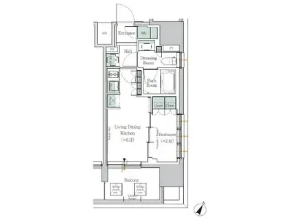 ONE ROOF RESIDENCE TAMACHI(1DK/6階)の間取り写真