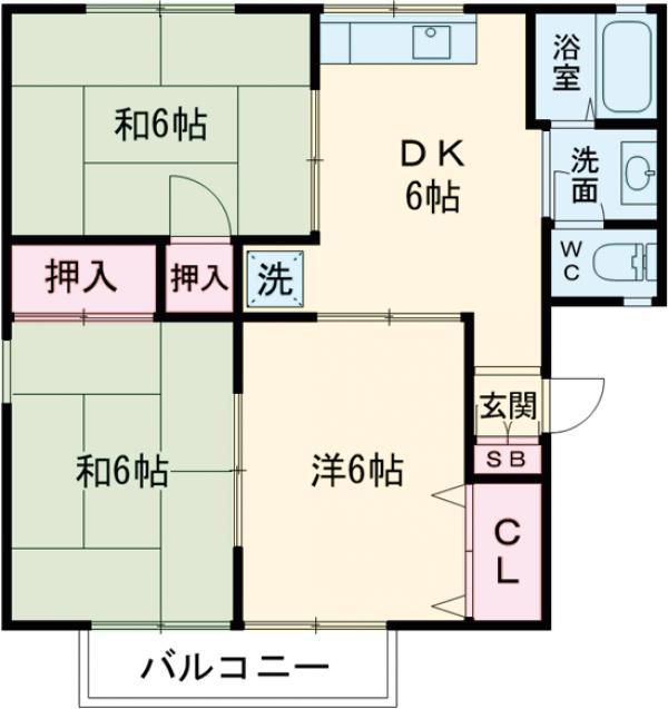 セジュール石田Ⅰ(3DK/1階)の間取り写真