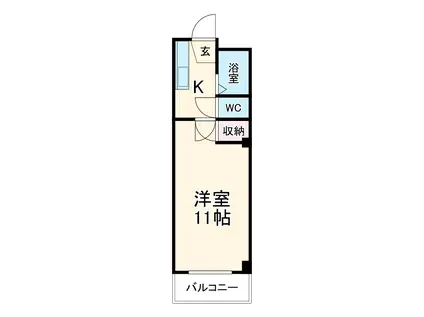 ローズIII(1K/2階)の間取り写真
