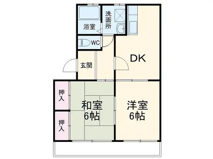 オリオンハイツA(2DK/1階)の間取り写真