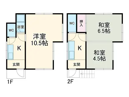京浜急行電鉄本線 汐入駅 徒歩13分 2階建 築57年(2LDK)の間取り写真