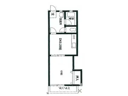 キャッスルマキ1号棟(1DK/2階)の間取り写真