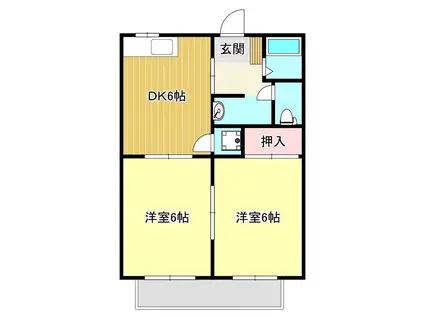 ノーブルビレッヂⅡ(2DK/1階)の間取り写真